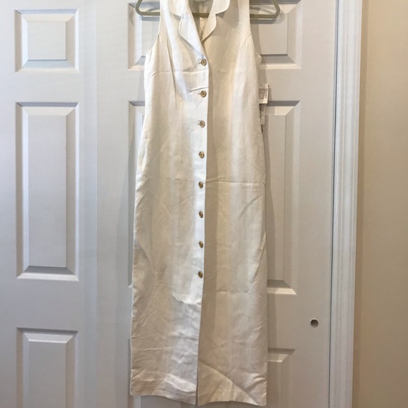 MAGGY LONDON - LINEN BUTTON-FRONT DRESS - Picture 7 of 7